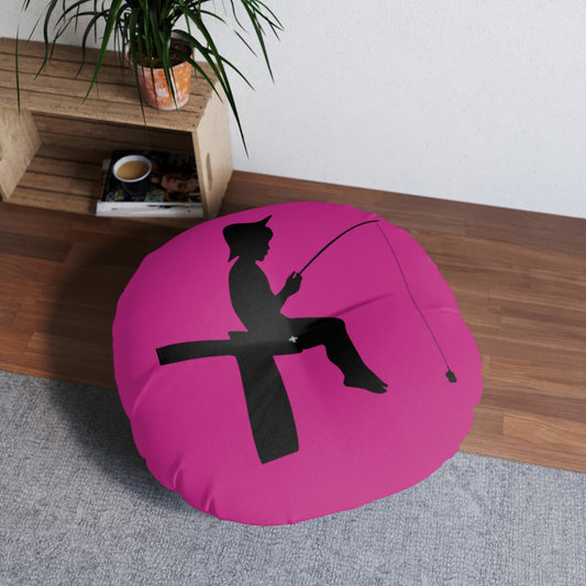 Tufted Floor Pillow, Round: Fishing Pink