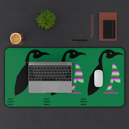 Desk Mat: Crazy Penguin World Logo Dark Green