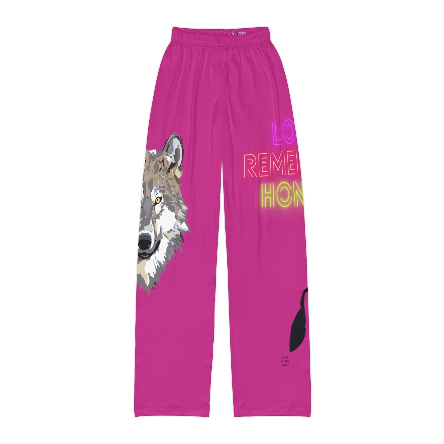 Kids Pajama Pants: Wolves Pink