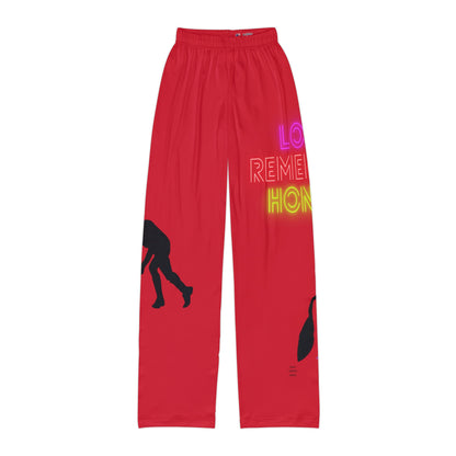 Kids Pajama Pants: Hockey Dark Red