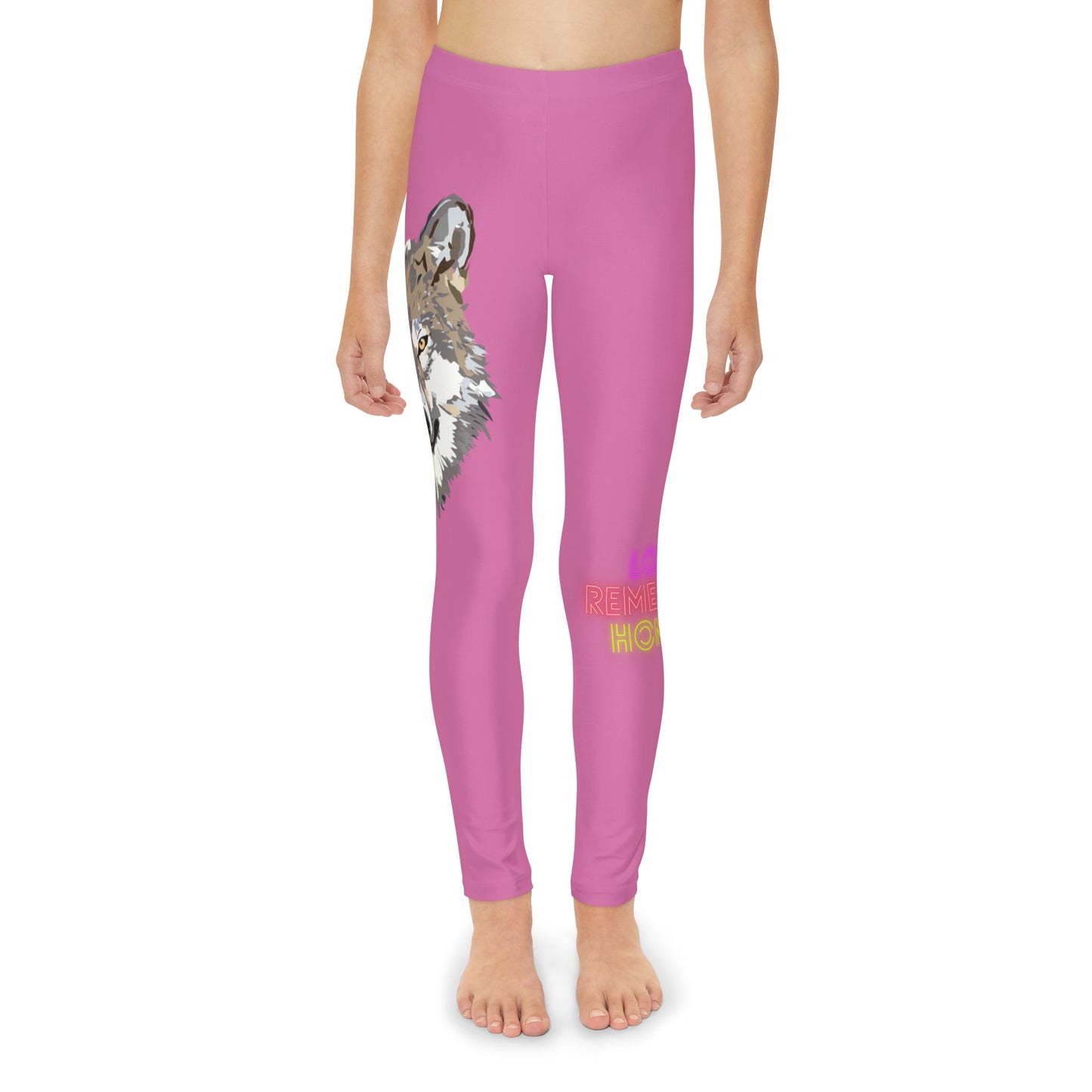 Youth Full-Length Leggings: Wolves Lite Pink