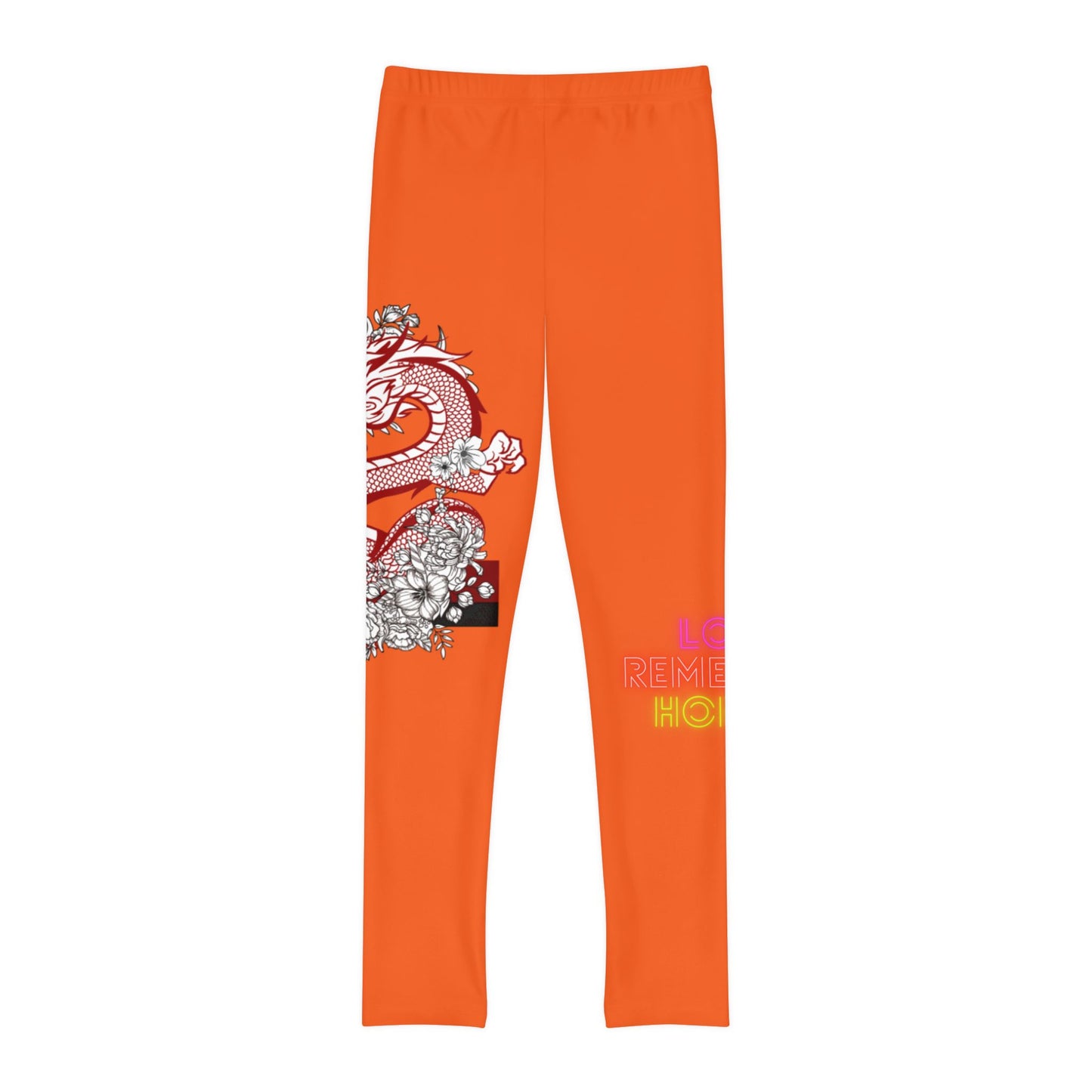 Youth Full-Length Leggings: Dragons Orange