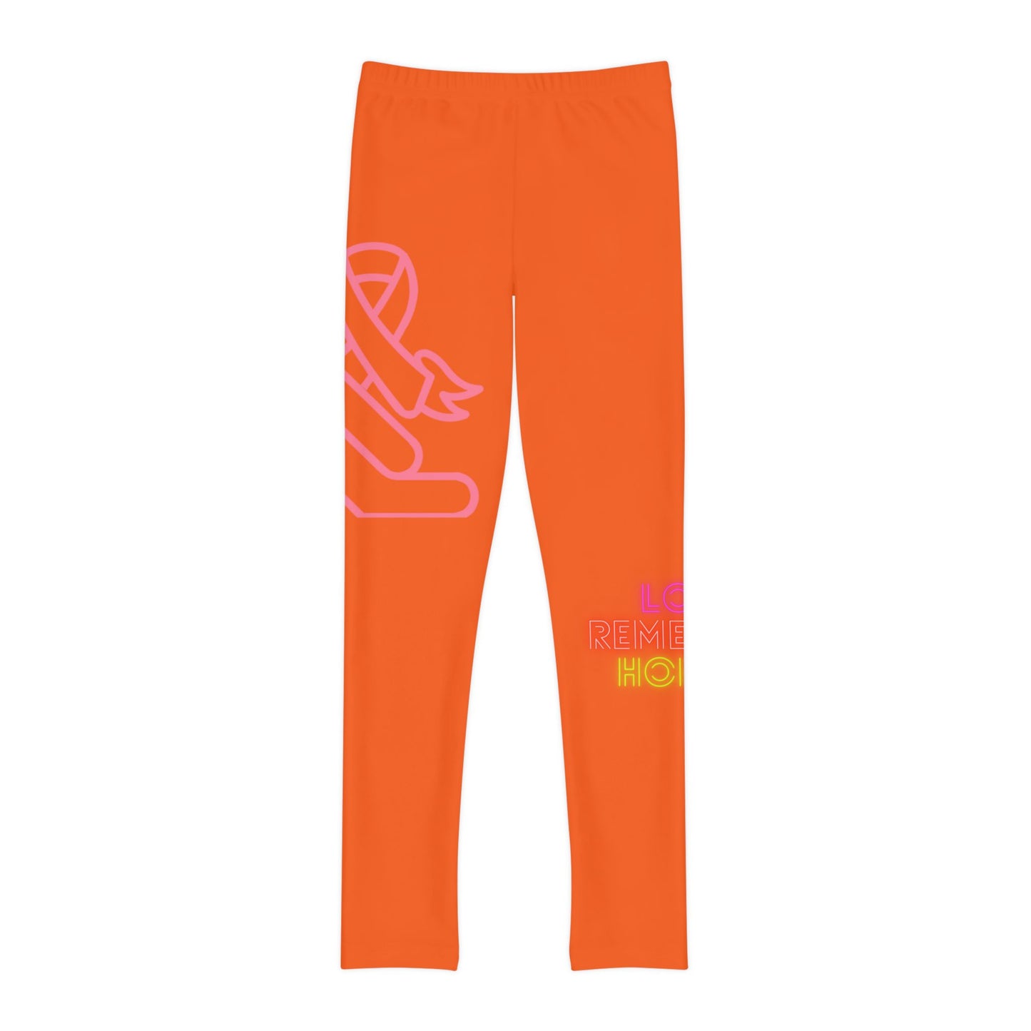 Youth Full-Length Leggings: Fight Cancer Orange