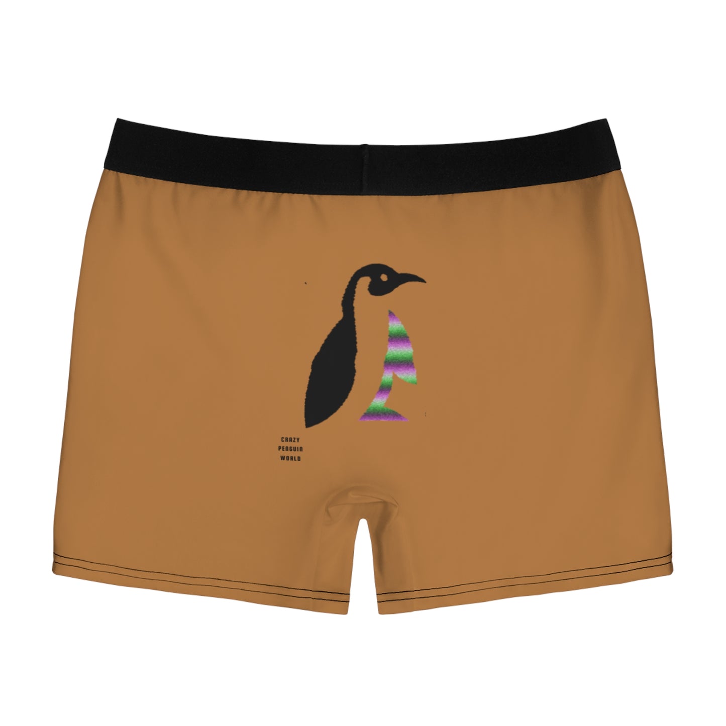 Men's Boxer Briefs: Crazy Penguin World Logo Lite Brown