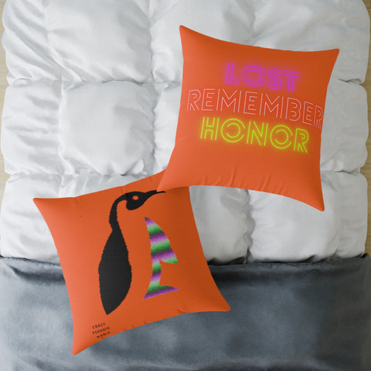 Spun Polyester Pillow: Crazy Penguin World Logo Orange