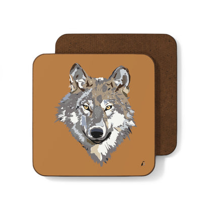 Hardboard Back Coaster: Wolves Lite Brown