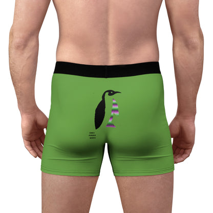 Men's Boxer Briefs: Crazy Penguin World Logo Green