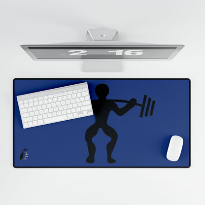 Desk Mats: Weightlifting Dark Blue