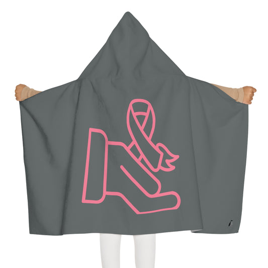 Youth Hooded Towel: Fight Cancer Dark Grey