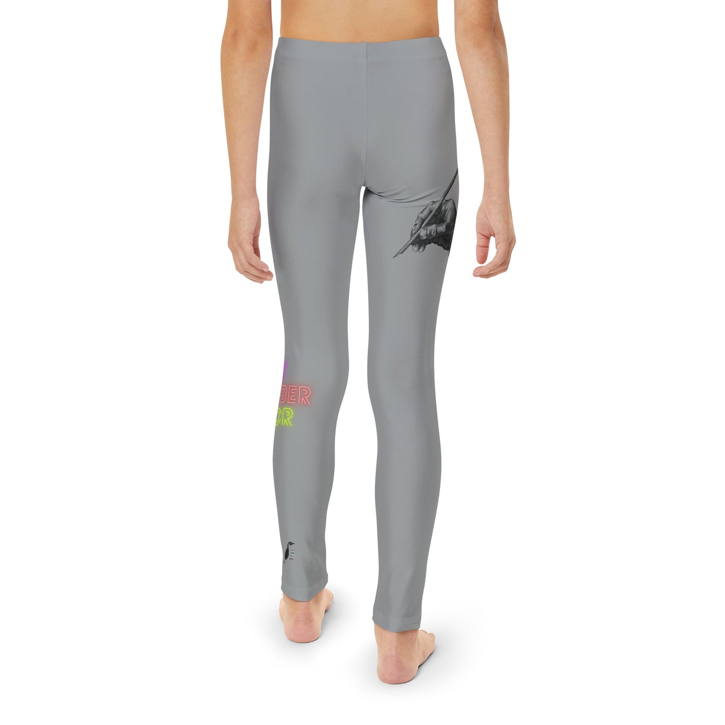 Youth Full-Length Leggings: Writing Grey