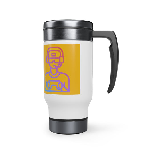 Stainless Steel Travel Mug with Handle, 14oz: Gaming Yellow