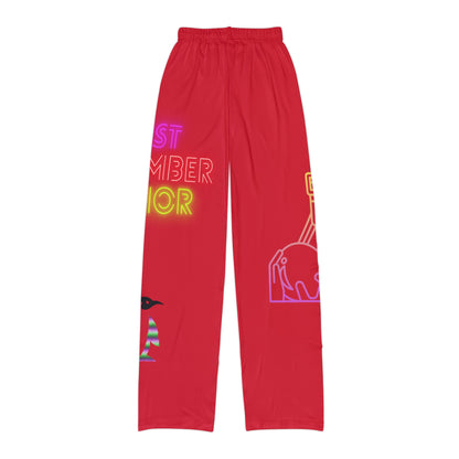 Kids Pajama Pants: Bowling Dark Red