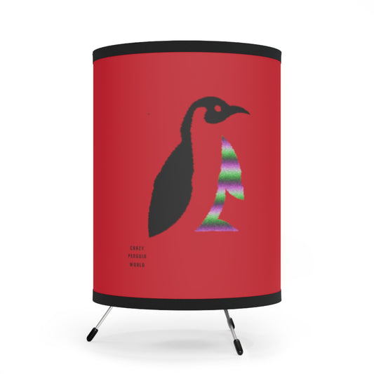 Tripod Lamp with High-Res Printed Shade, US\CA plug: Crazy Penguin World Logo Dark Red