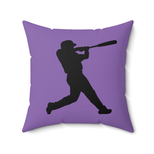 Spun Polyester Square Pillow: Baseball Lite Purple