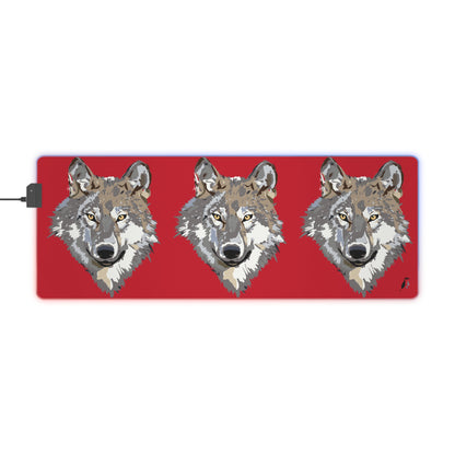 LED Gaming Mouse Pad: Wolves Dark Red