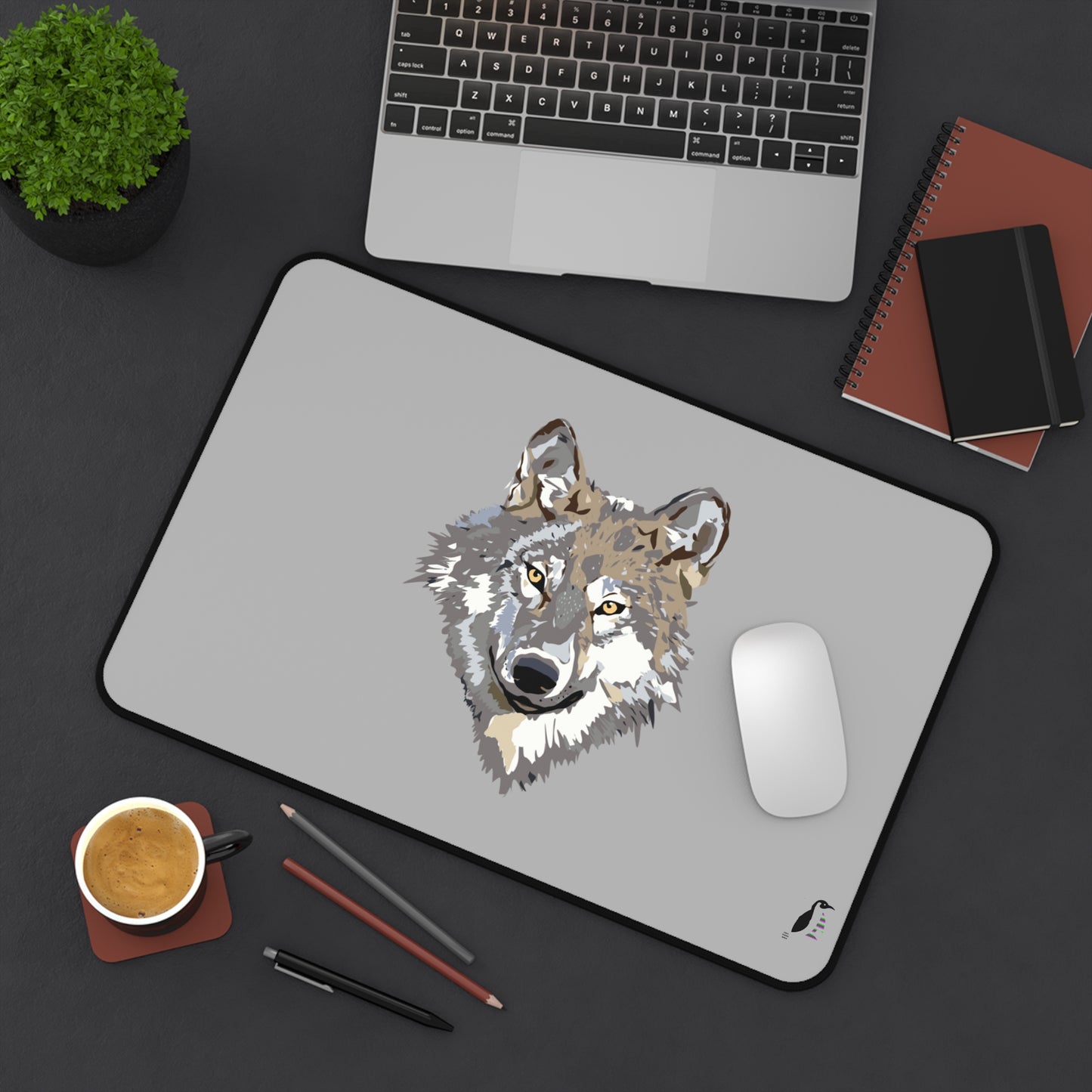 Desk Mat: Wolves Lite Grey