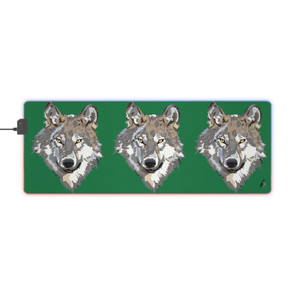 LED Gaming Mouse Pad: Wolves Dark Green