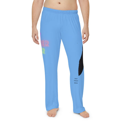 Men's Pajama Pants: Crazy Penguin World Logo Lite Blue