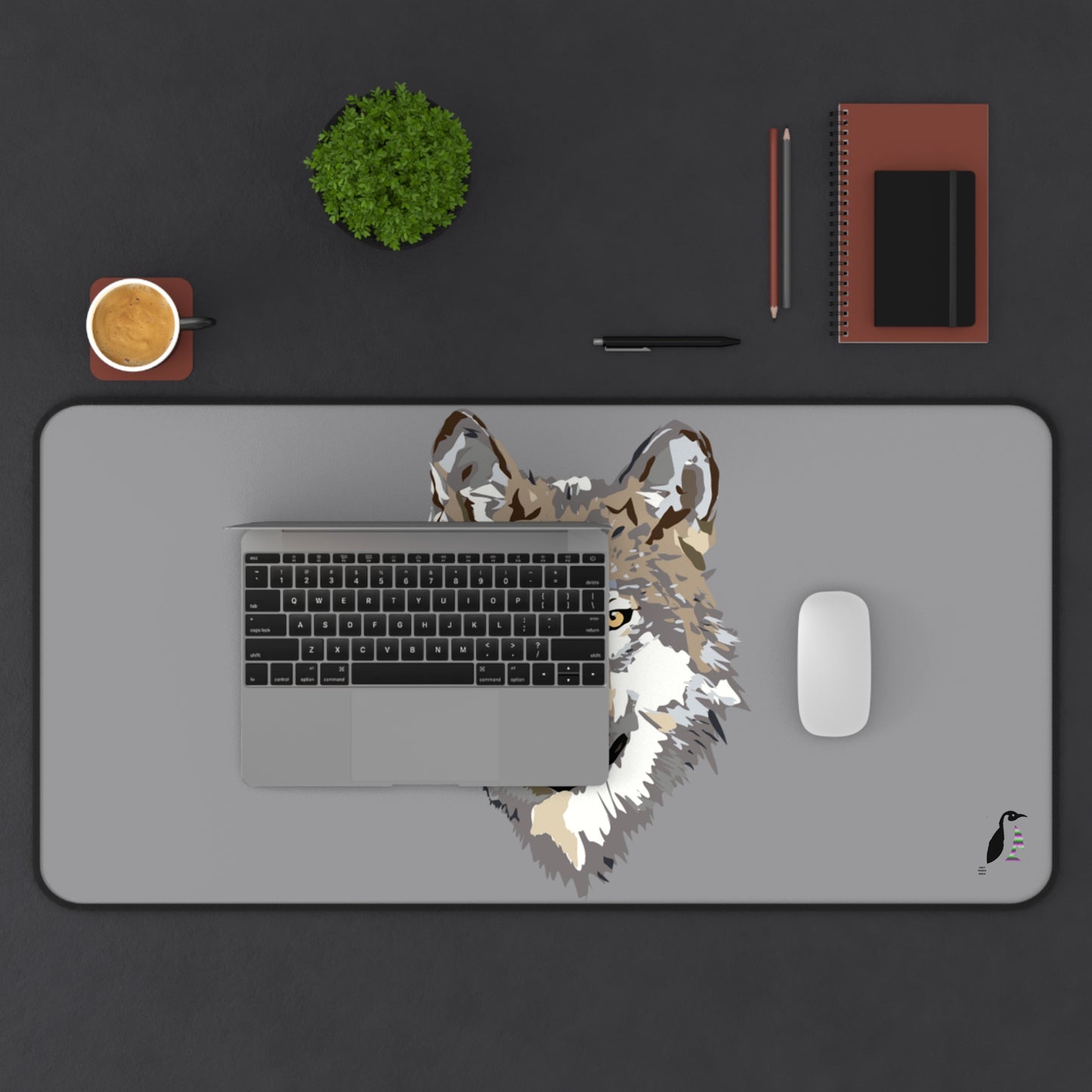 Desk Mat: Wolves Grey