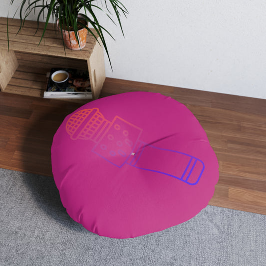 Tufted Floor Pillow, Round: Music Pink