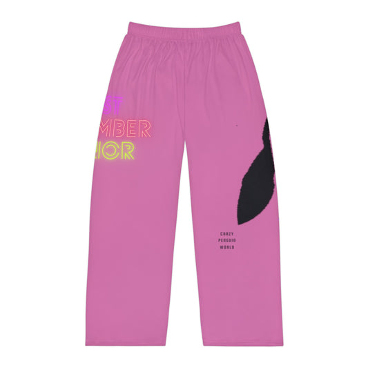 Men's Pajama Pants: Crazy Penguin World Logo Lite Pink