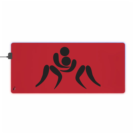 LED Gaming Mouse Pad: Wrestling Dark Red