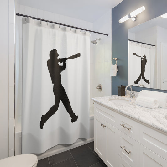 Shower Curtains: #1 Baseball White