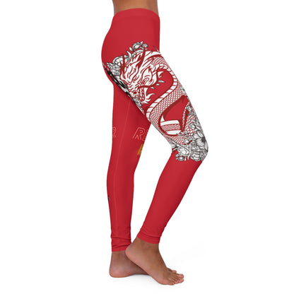 Women's Spandex Leggings: Dragons Dark Red