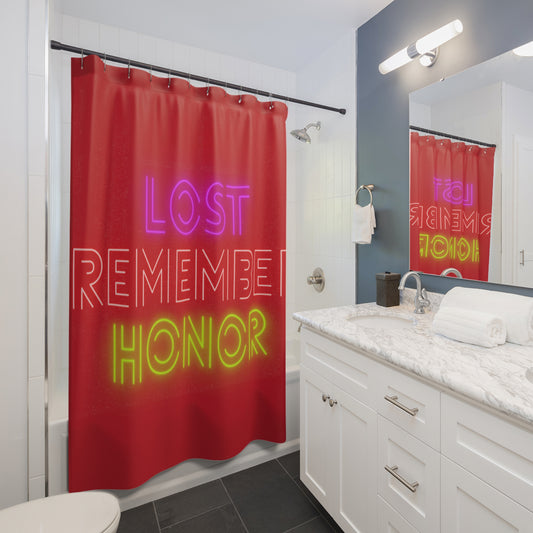 Shower Curtains: #1 Lost Remember Honor Dark Red