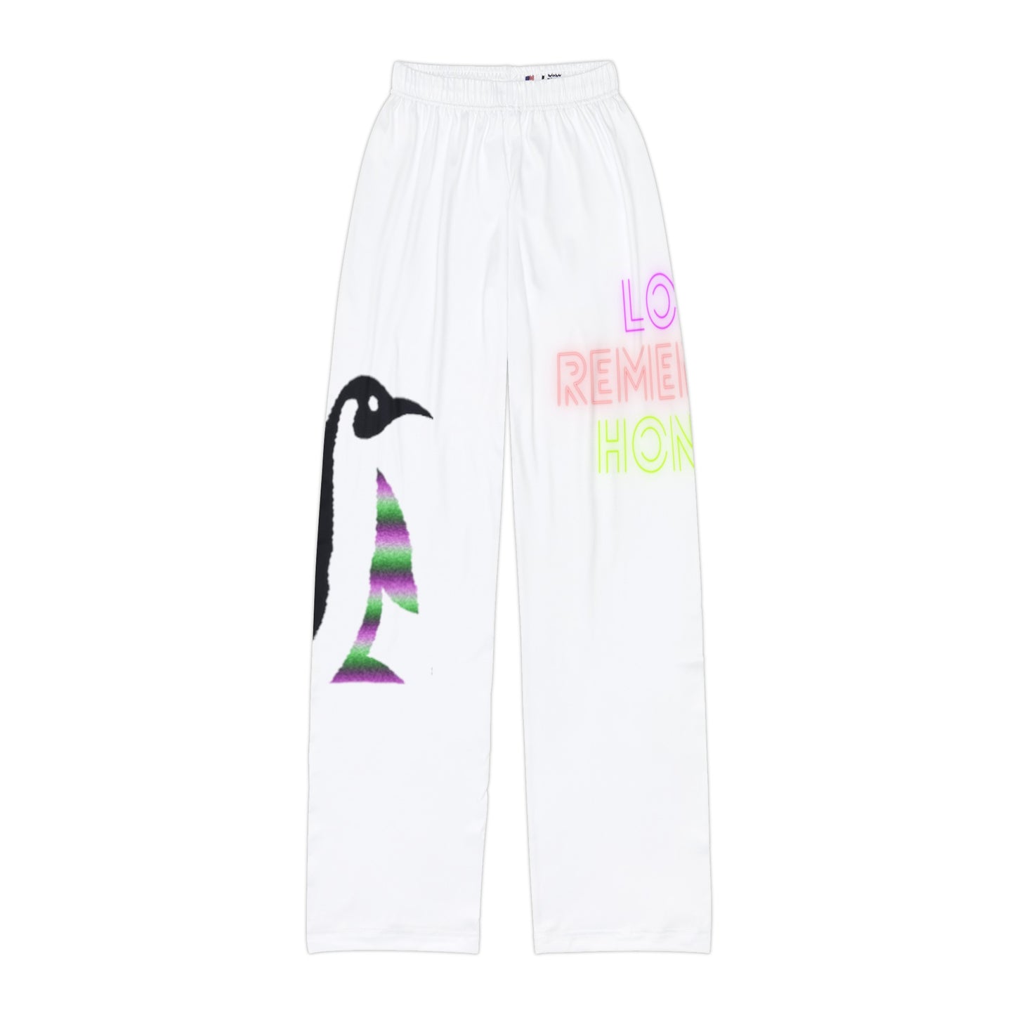 Kids Pajama Pants: Crazy Penguin World Logo White