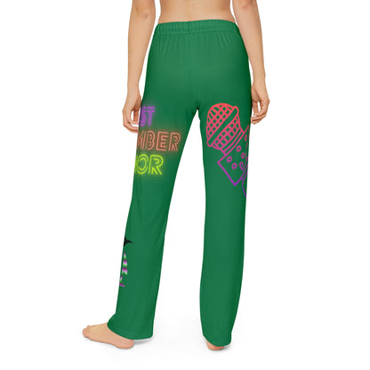 Kids Pajama Pants: Music Dark Green