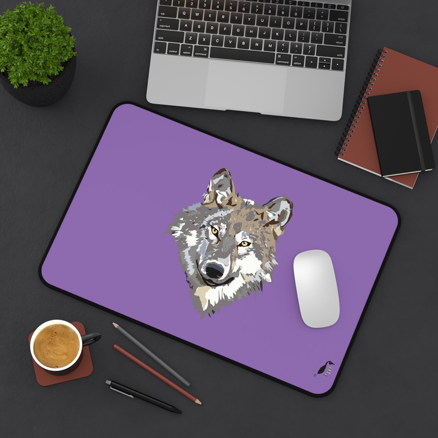 Desk Mat: Wolves Lite Purple