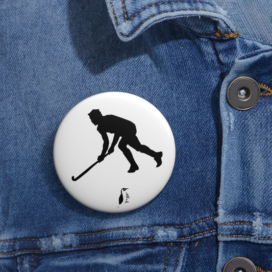 Custom Pin Buttons Hockey White
