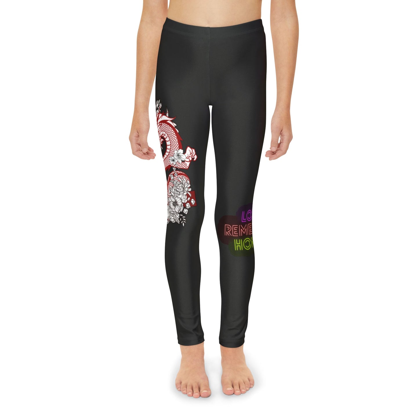 Youth Full-Length Leggings: Dragons Black