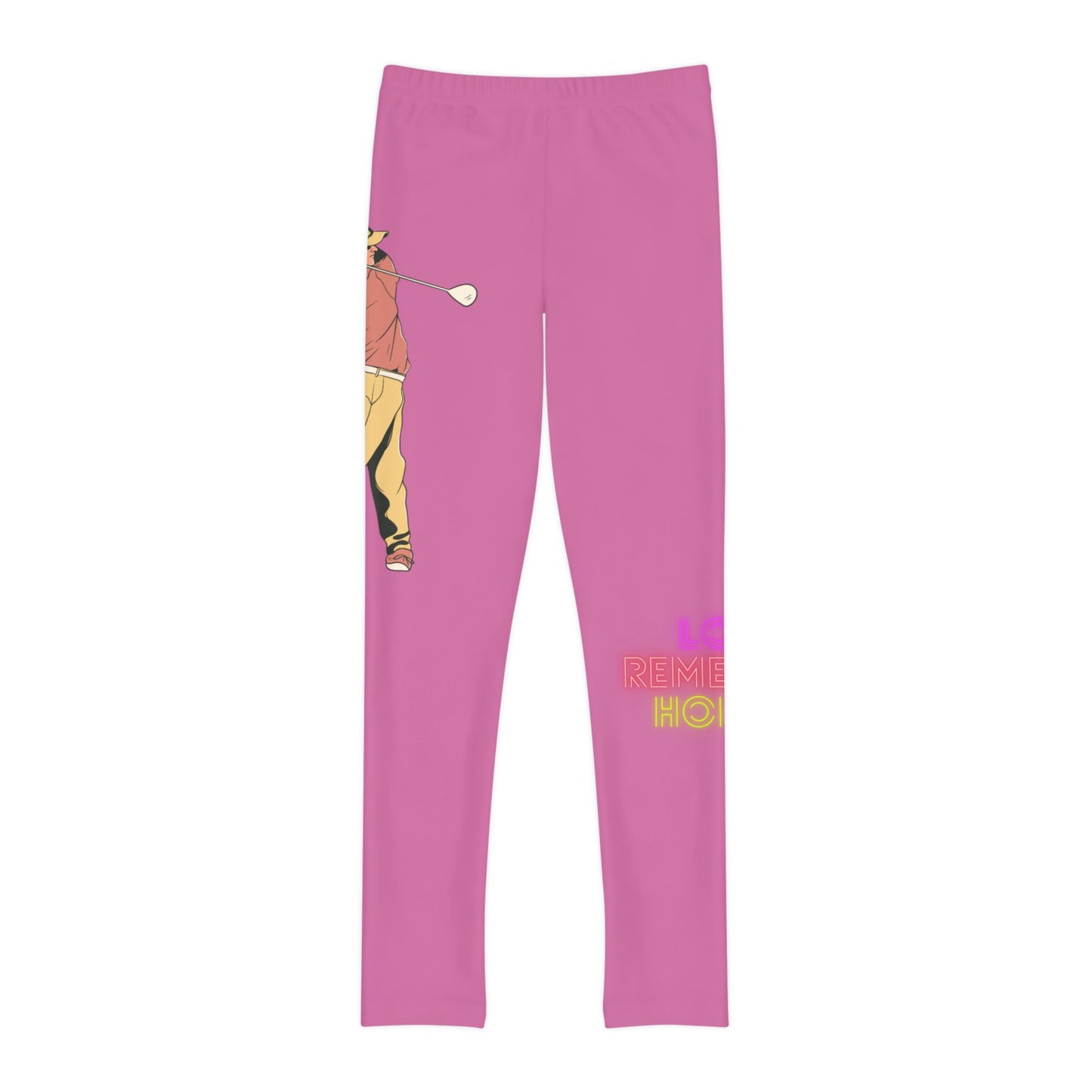 Youth Full-Length Leggings: Golf Lite Pink