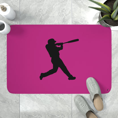 Memory Foam Bath Mat: Baseball Pink