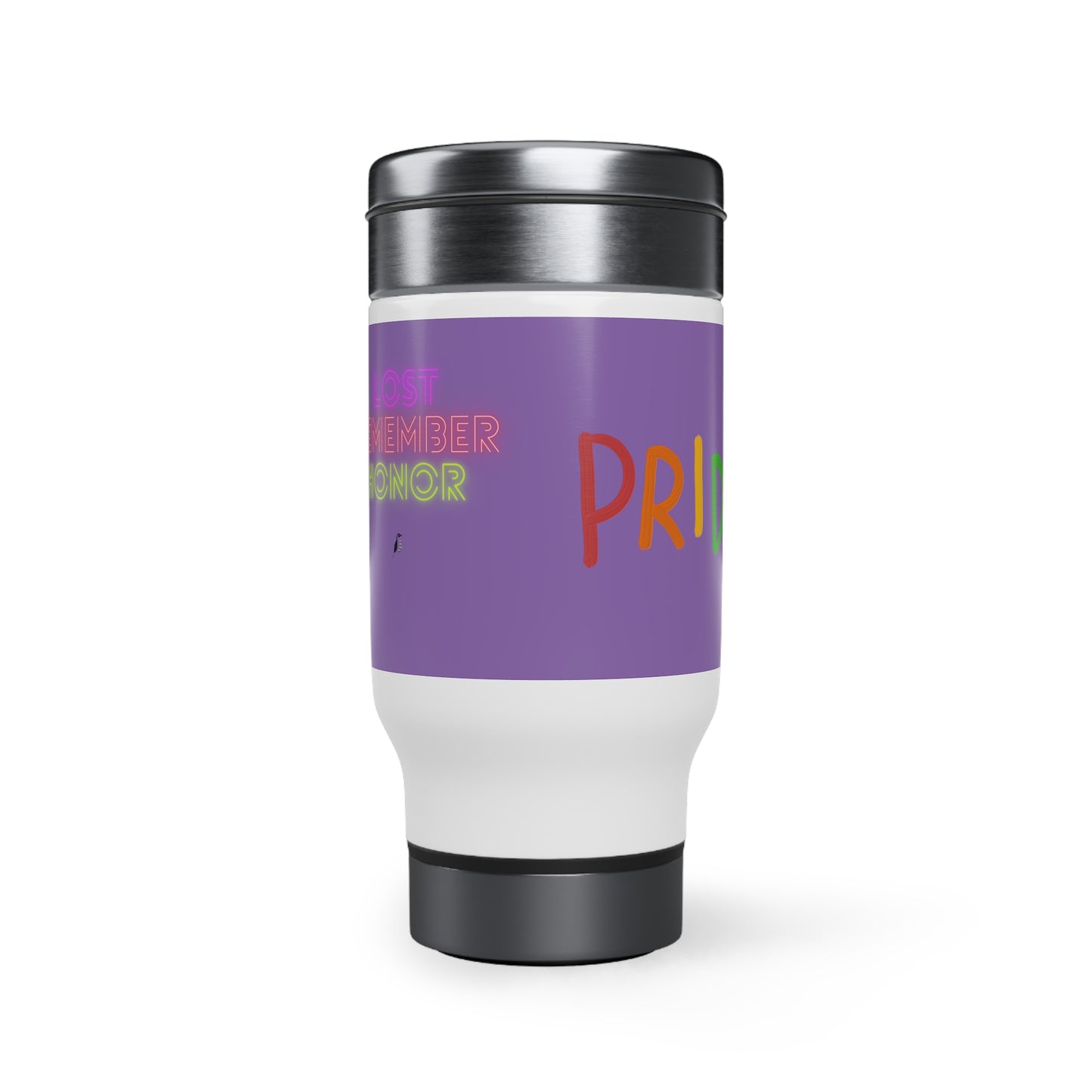 Stainless Steel Travel Mug with Handle, 14oz: LGBTQ Pride Lite Purple