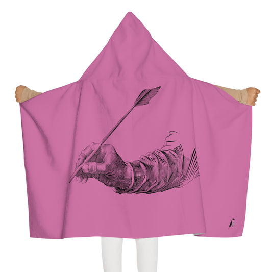 Youth Hooded Towel: Writing Lite Pink
