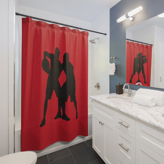Shower Curtains: #1 Basketball Dark Red