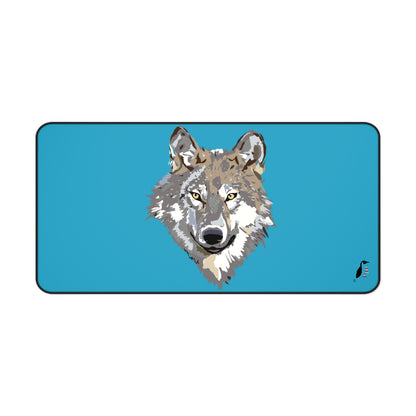 Desk Mat: Wolves Turquoise