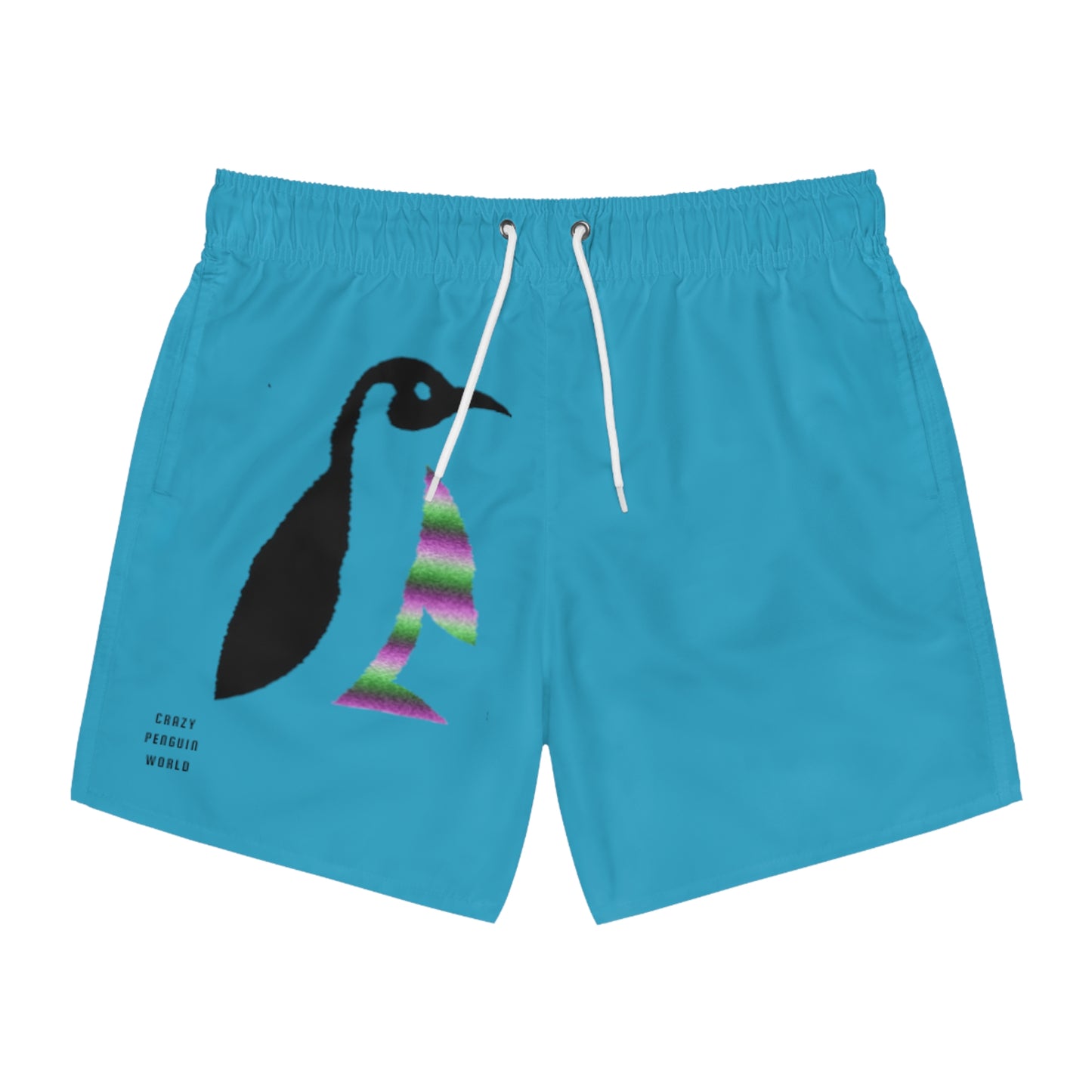 Swim Trunks: Crazy Penguin World Logo Turquoise