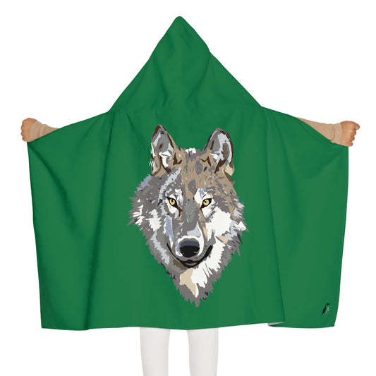 Youth Hooded Towel: Wolves Dark Green