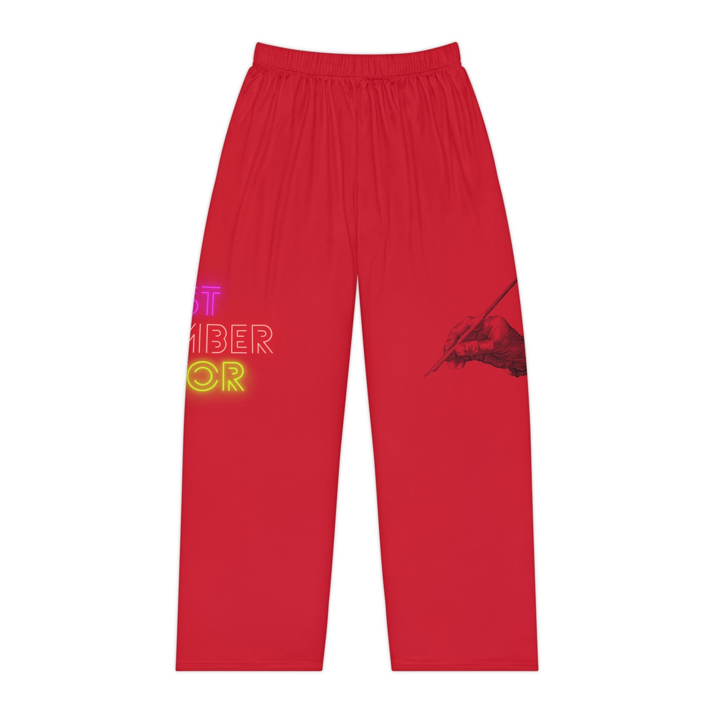 Women's Pajama Pants: Writing Dark Red