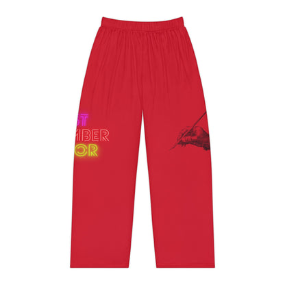 Women's Pajama Pants: Writing Dark Red