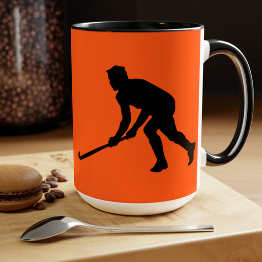 Two-Tone Coffee Mugs, 15oz: Hockey Orange