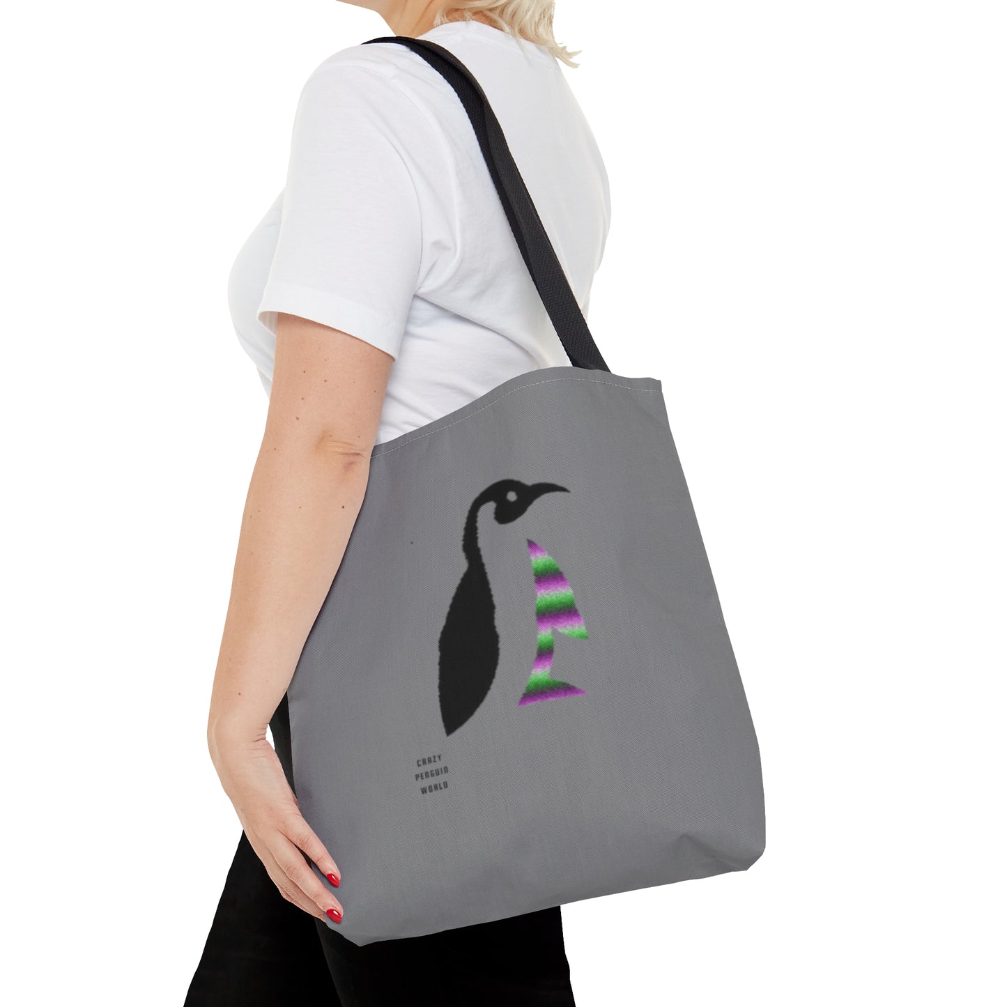 Tote Bag: Crazy Penguin World Logo Grey