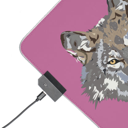 LED Gaming Mouse Pad: Wolves Lite Pink