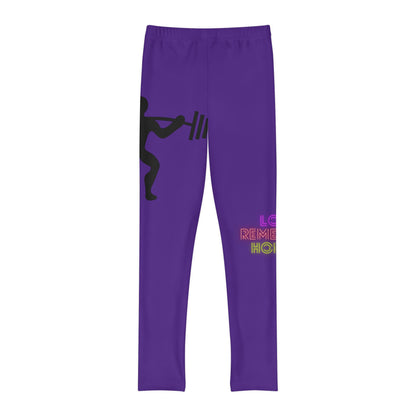 Youth Full-Length Leggings: Weightlifting Purple