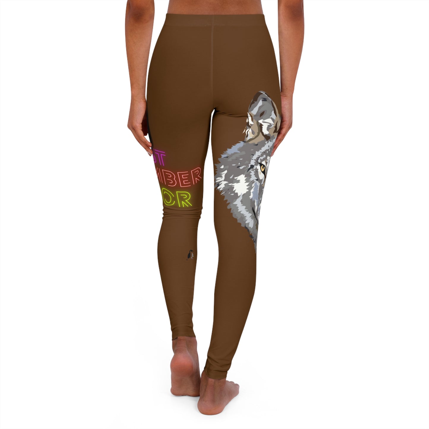 Women's Spandex Leggings: Wolves Brown