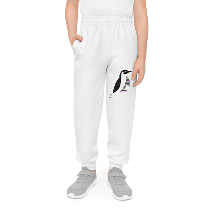 Youth Joggers: Crazy Penguin World Logo White